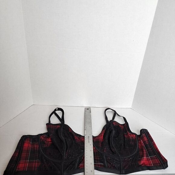 5X 28W Torrid Red Plaid Strappy Bralette Lingerie Longline Goth Punk Rock Unline - Picture 11 of 11